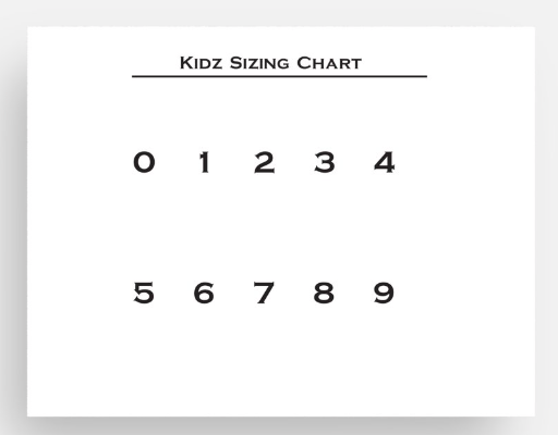 Kidz'Sizing Chart